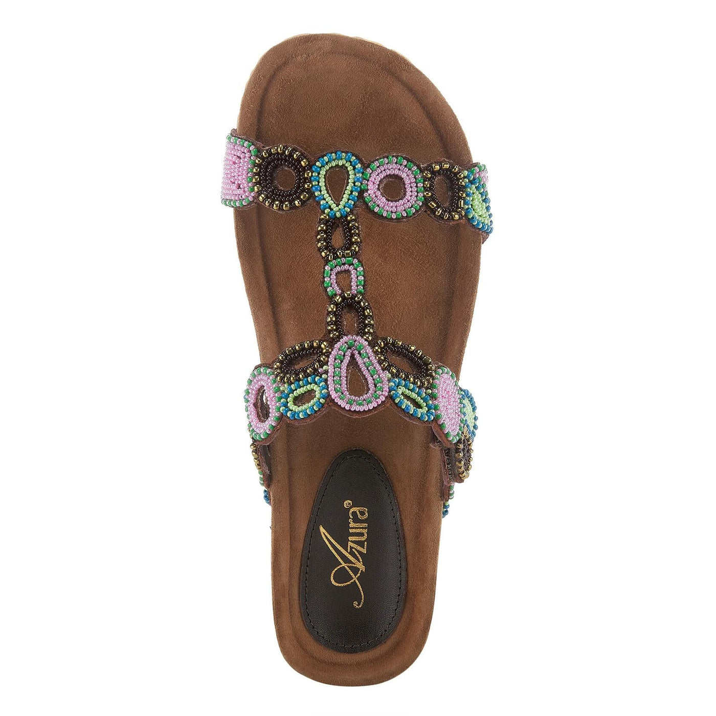 Azura Women's Hopscotch Slide Sandal, Brown Multi, 7.5-8