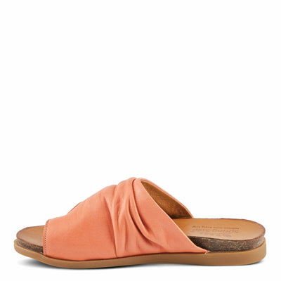 Spring Step BATES Women's Gathered Leather Sandals with Delicate Toe Ring Detail Coral EU 41 / US 9.5-10