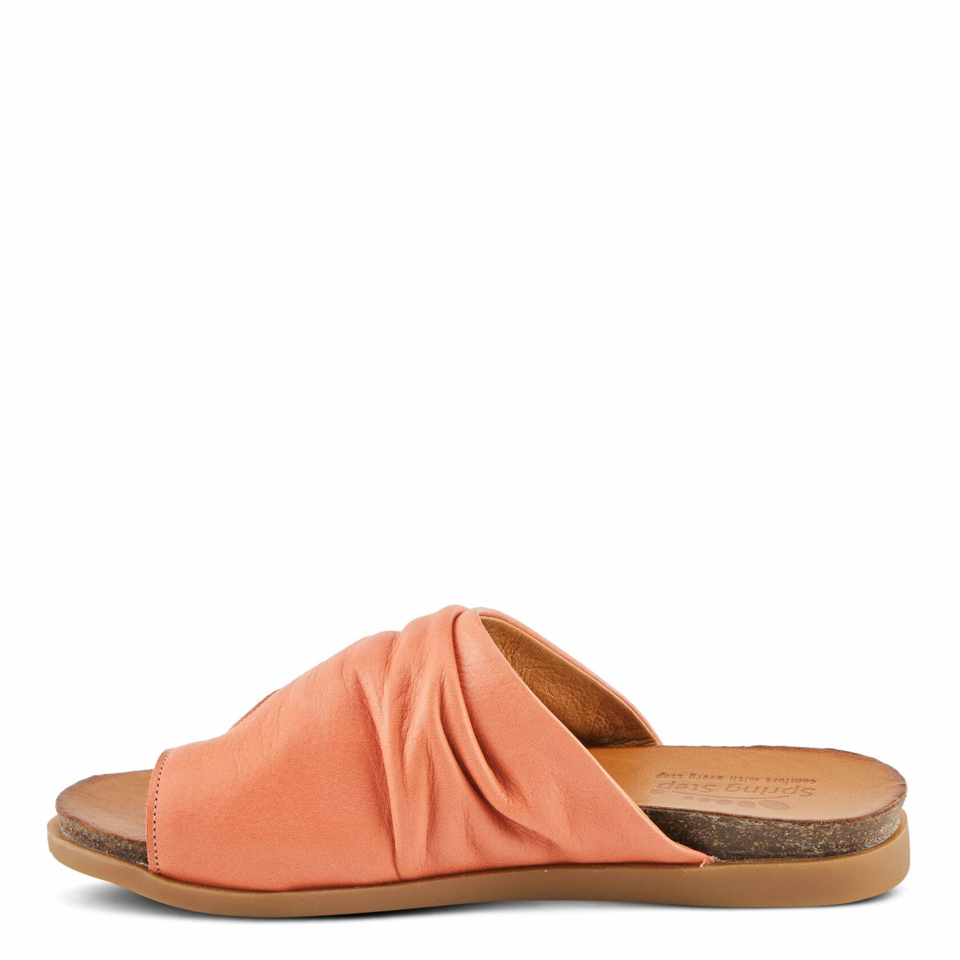 Spring Step BATES Women's Gathered Leather Sandals with Delicate Toe Ring Detail Coral EU 39 / US 8.5