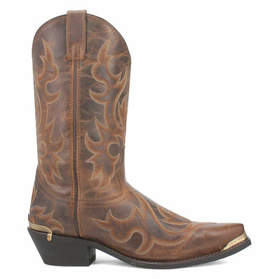Laredo Mens Jameson Embroidered Snip Toe Casual Boots Mid Calf - Brown