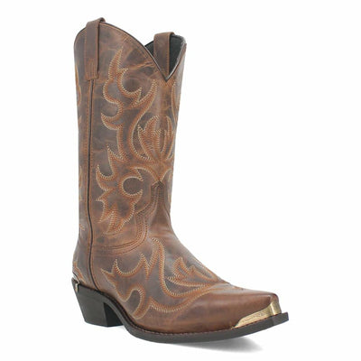 Laredo Mens Jameson Embroidered Snip Toe Casual Boots Mid Calf - Brown