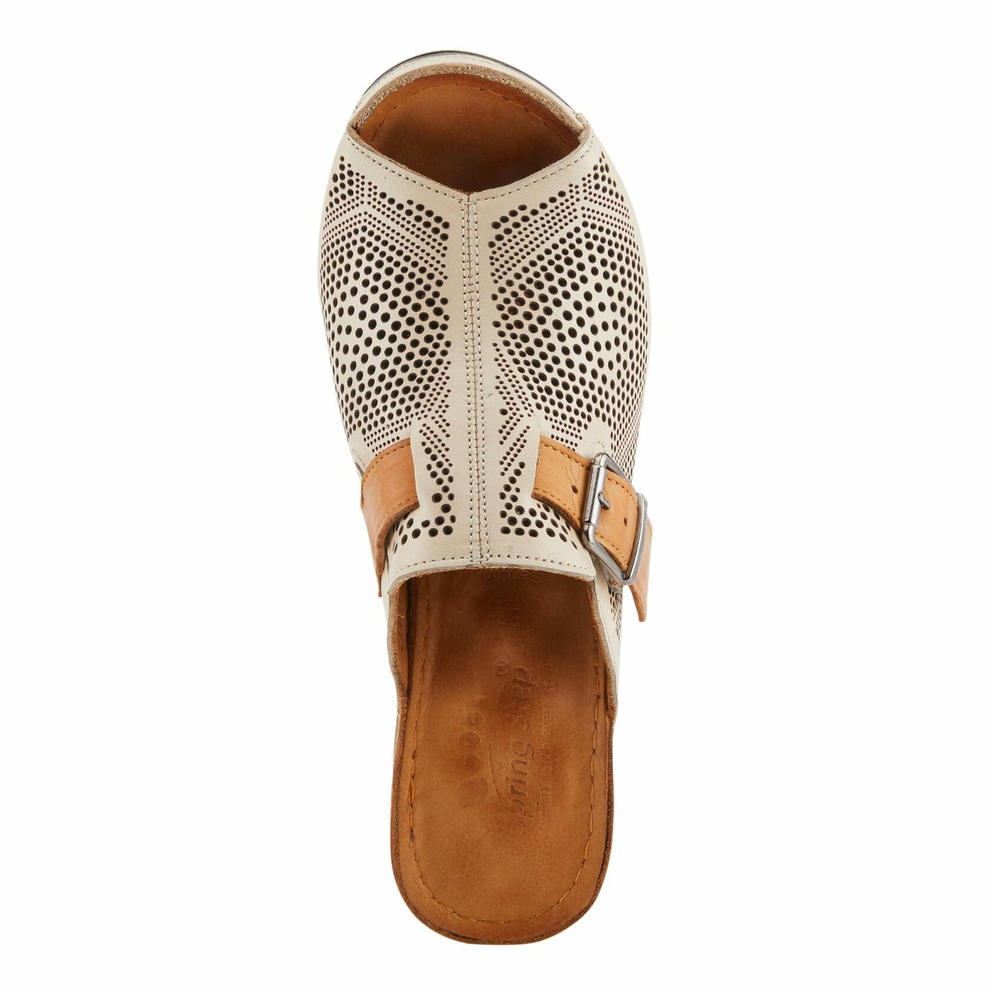 Spring Step MOMELLE Women's Perforated Leather Wedge Slide Sandals - Chic Style, Comfortable Elegance Beige Multi EU 41 / US 9.5-10