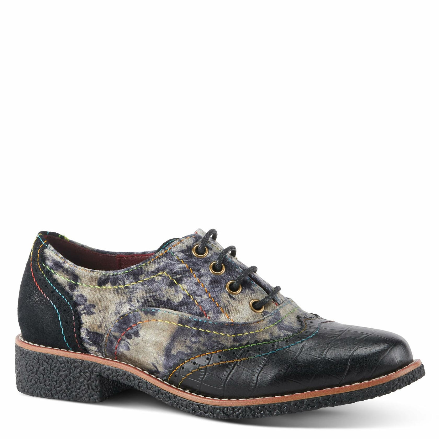 Spring Step L'Artiste Women's Muggiasti-Viv Leather Oxford Shoe Black Multi EU 38 / US 7.5-8