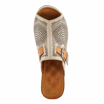 Spring Step MOMELLE Women's Perforated Leather Wedge Slide Sandals - Chic Style, Comfortable Elegance Pewter Multi EU 41 / US 9.5-10