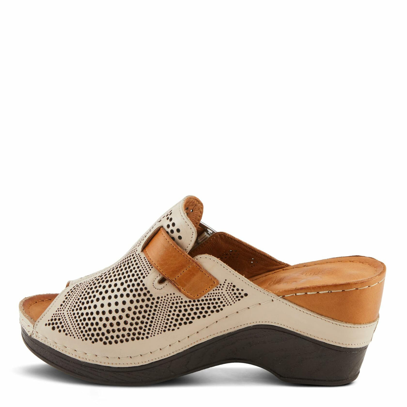 Spring Step MOMELLE Women's Perforated Leather Wedge Slide Sandals - Chic Style, Comfortable Elegance Beige Multi EU 41 / US 9.5-10