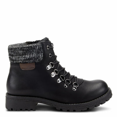 PATRIZIA Spring Step Clarris Lace-Up Booties for Women - Ladies Boots with Cozy Faux Fur Lining - Tonal Stitching Ankle Boots for Womens - Black EU 42 / US 10.5-11