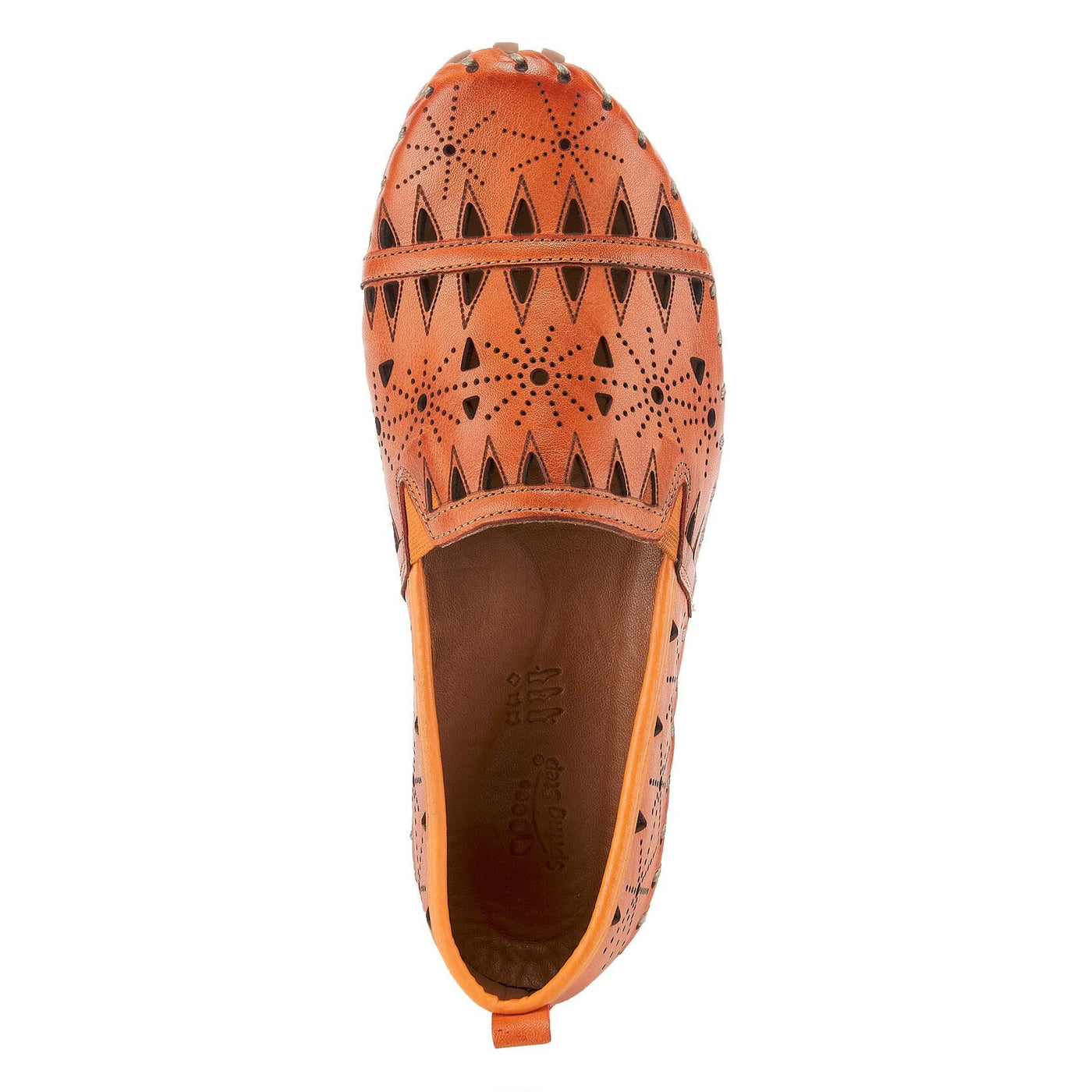 Spring Step Women's Leather Fusaro Loafer Shoe | Comfortable Slip-On Shoes with Rubber Outsole | Ladies Casual Walking Driving Loafers for Work | Orange EU 37 / US 6.5-7