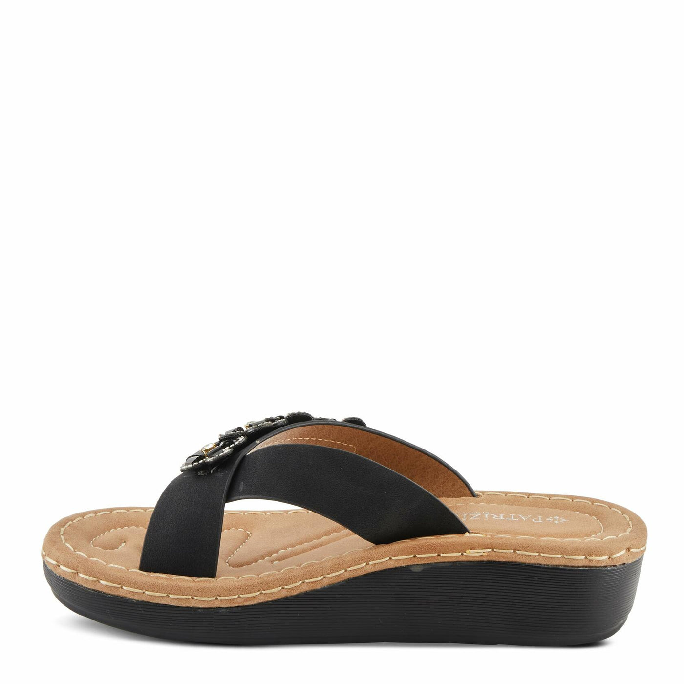 PATRIZIA Women's TAHIRI Jeweled Thong Wedge Sandals Black EU 40 / US 9