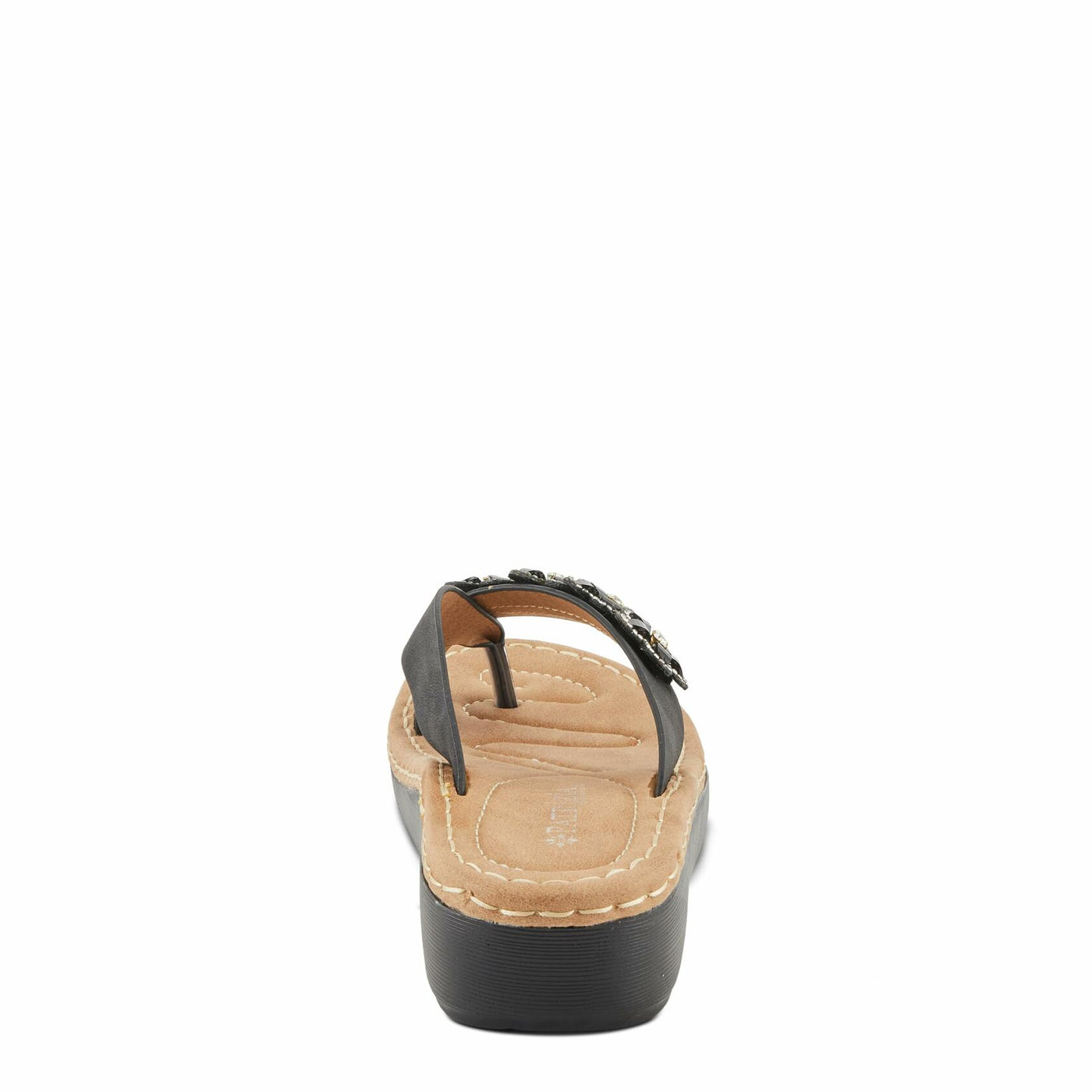 PATRIZIA Women's TAHIRI Jeweled Thong Wedge Sandals Black EU 40 / US 9