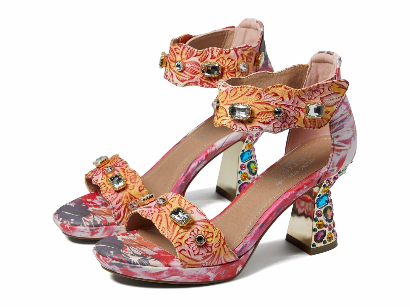 L'Artiste by Spring Step Women's Jewell Sandals, Red Multi, 5