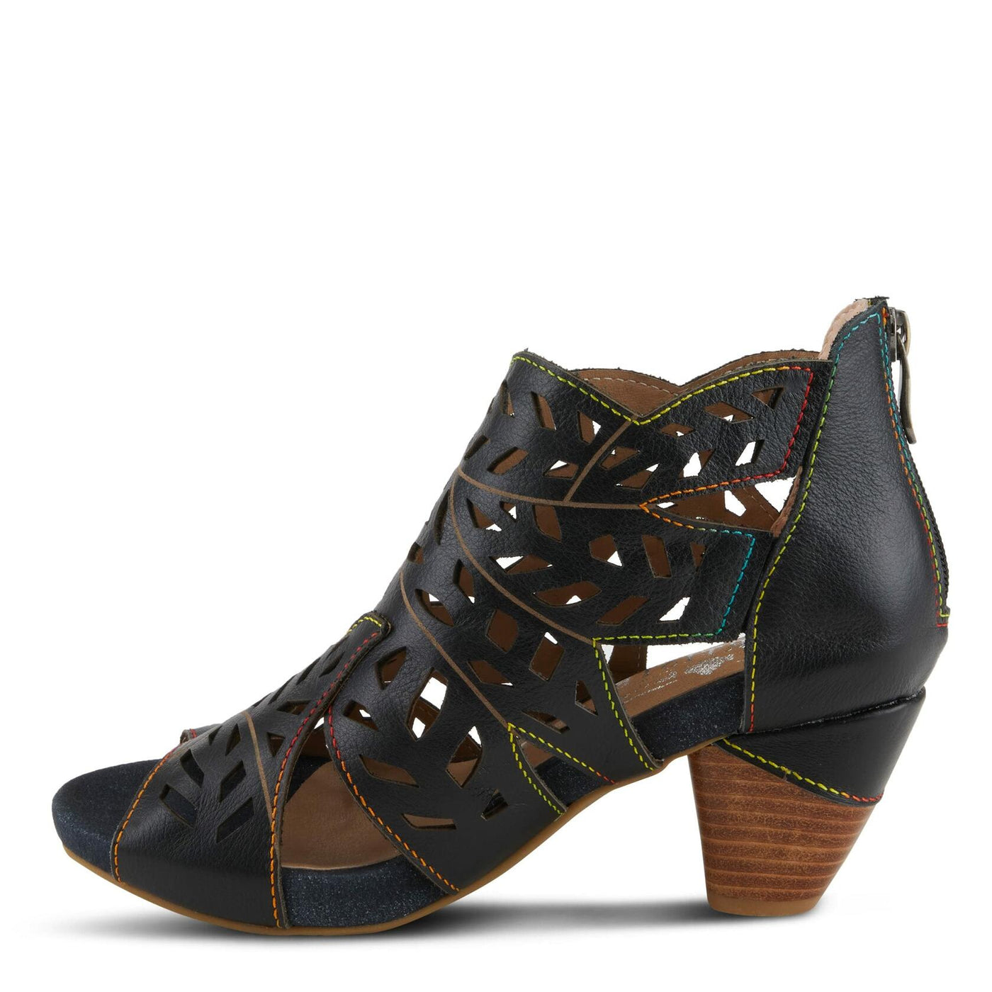 Spring Step L'Artiste Icon Sandals for Women - Ladies Casual Flats Platform Sandal - Hand Painting Summer Shoes for Womens - Black EU 41 / US 9.5-10