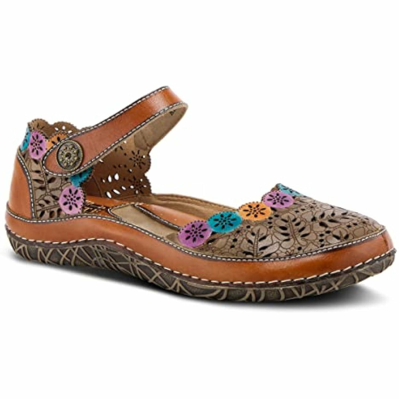 Spring Step L'Artiste Women's Kysandra-Fleur Mary-Jane Shoe Tan Multi EU 35 / US 5