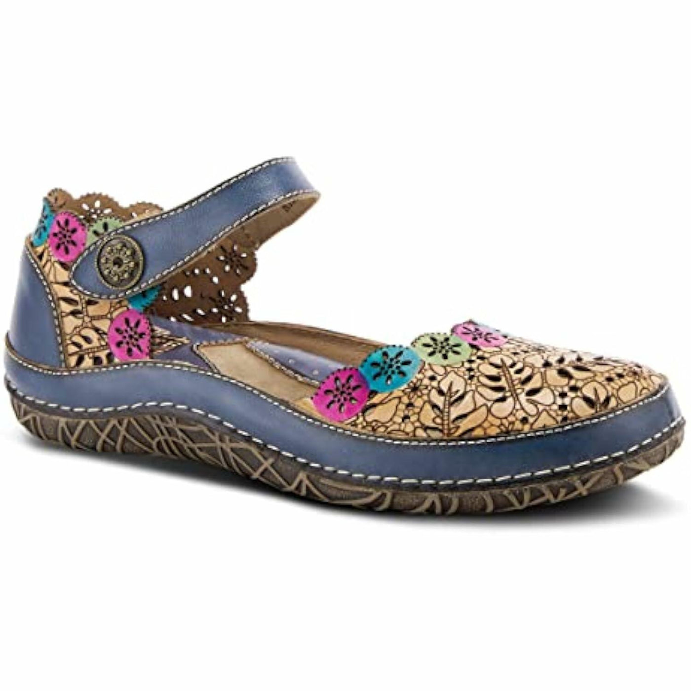 Spring Step L'Artiste Women's Kysandra-Fleur Mary-Jane Shoe Blue Multi EU 35 / US 5