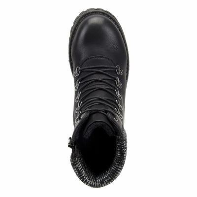 PATRIZIA Spring Step Clarris Lace-Up Booties for Women - Ladies Boots with Cozy Faux Fur Lining - Tonal Stitching Ankle Boots for Womens - Black EU 35 / US 5