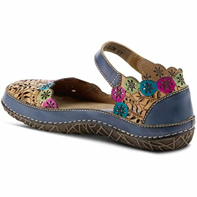 Spring Step L'Artiste Women's Kysandra-Fleur Mary-Jane Shoe Blue Multi EU 35 / US 5