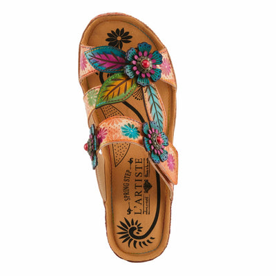 L'Artiste by Spring Step Women's Pillow-Soft Sandal, Peach Multi, 7.5-8