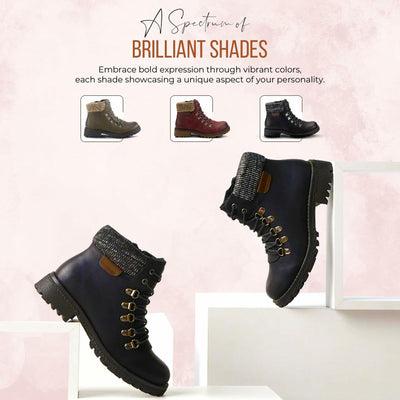 PATRIZIA Spring Step Clarris Lace-Up Booties for Women - Ladies Boots with Cozy Faux Fur Lining - Tonal Stitching Ankle Boots for Womens - Black EU 35 / US 5