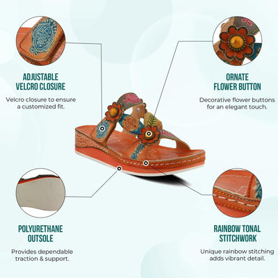 L'Artiste by Spring Step Women's Pillow-Soft Sandal, Peach Multi, 5.5-6