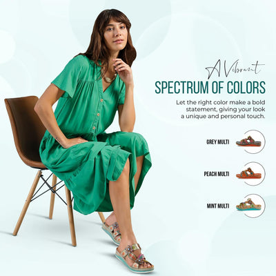 L'Artiste by Spring Step Women's Pillow-Soft Sandal, Peach Multi, 5.5-6