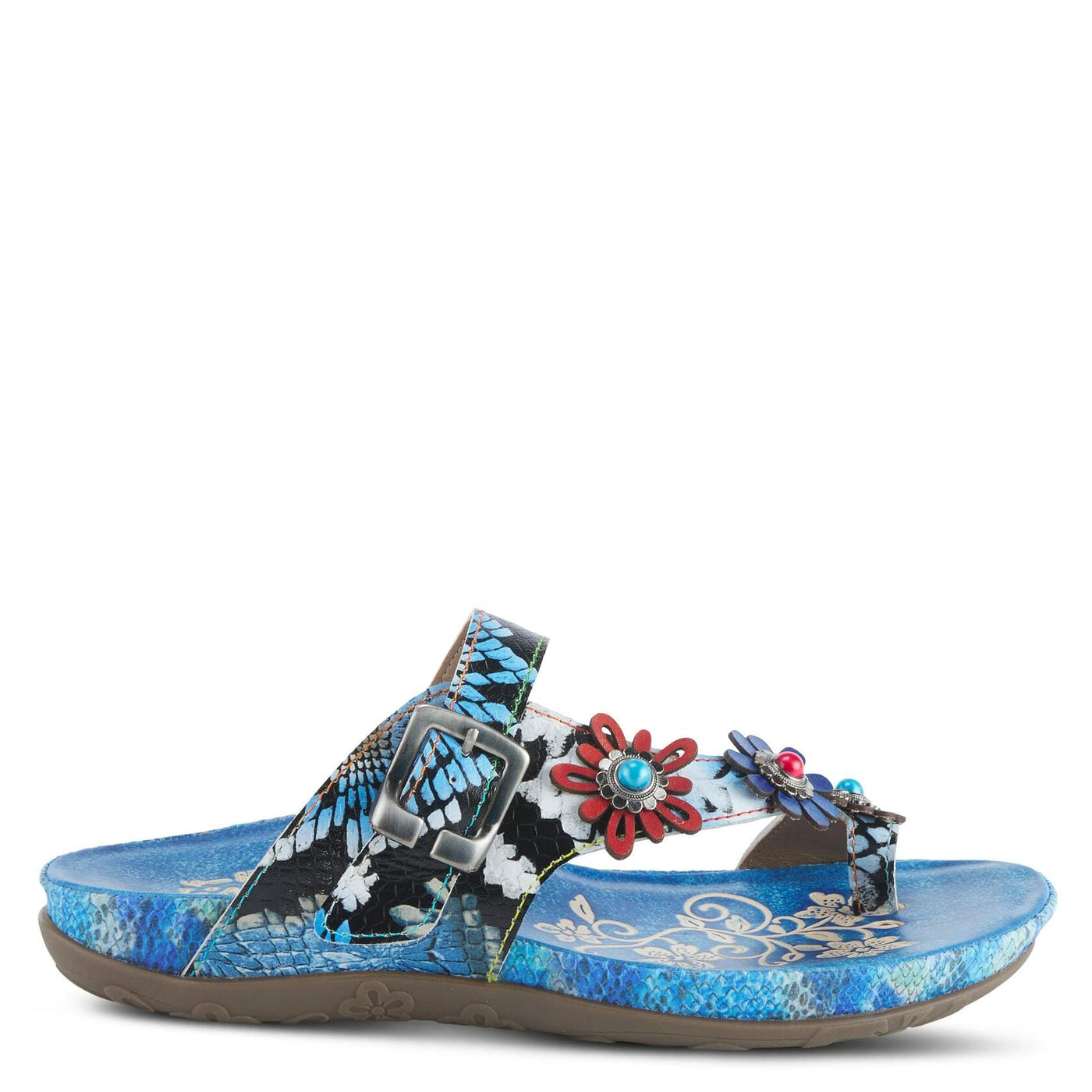 Spring Step L'Artiste Women's Kindness Slide Sandal Blue Multi EU 41 / US 9.5-10