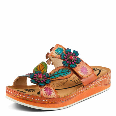 L'Artiste by Spring Step Women's Pillow-Soft Sandal, Peach Multi, 5.5-6