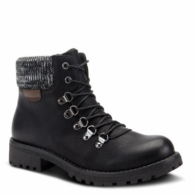 PATRIZIA Spring Step Clarris Lace-Up Booties for Women - Ladies Boots with Cozy Faux Fur Lining - Tonal Stitching Ankle Boots for Womens - Black EU 35 / US 5