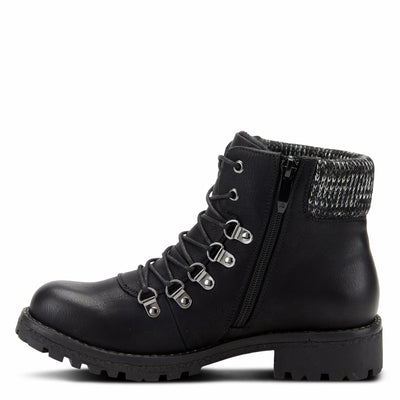 PATRIZIA Spring Step Clarris Lace-Up Booties for Women - Ladies Boots with Cozy Faux Fur Lining - Tonal Stitching Ankle Boots for Womens - Black EU 35 / US 5