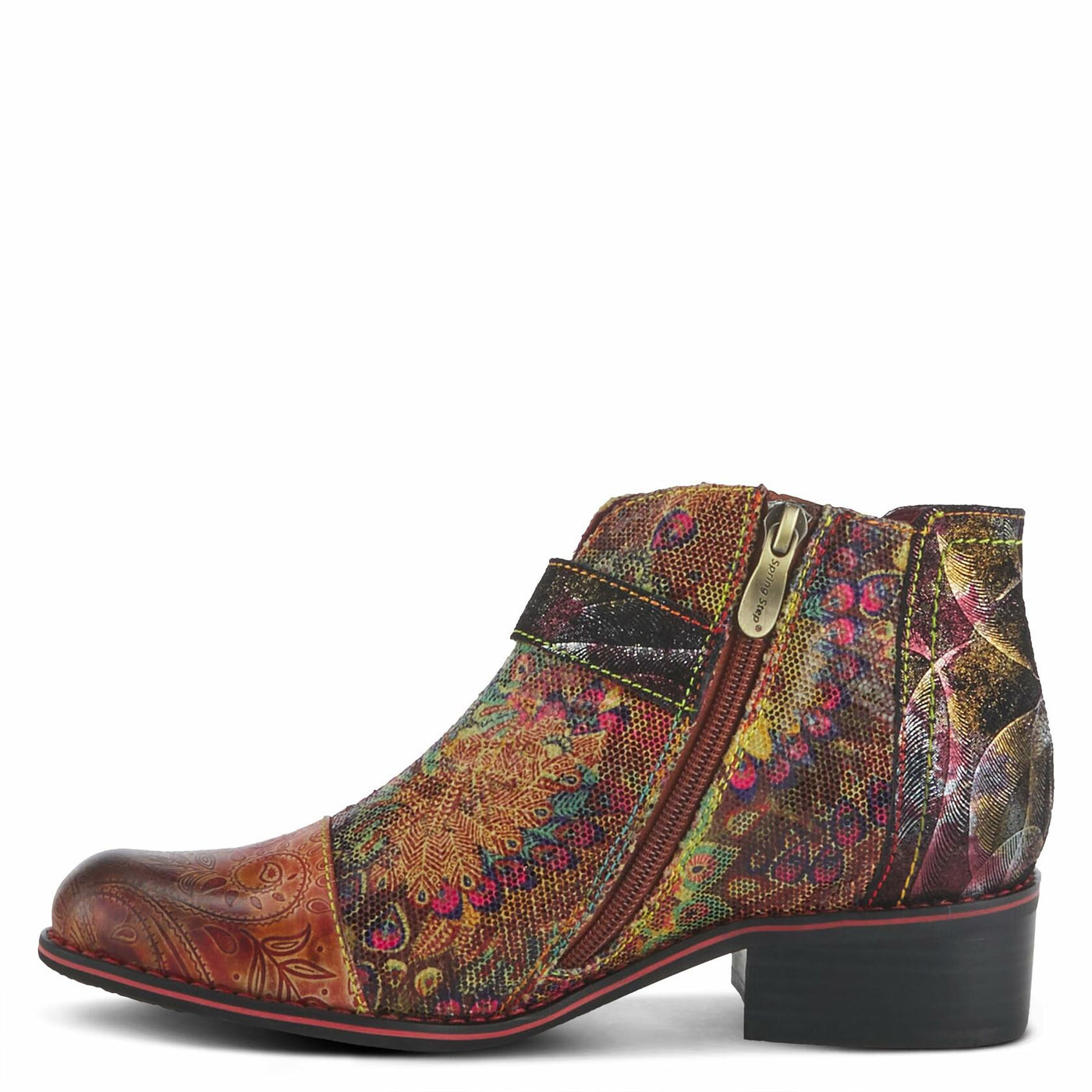 Spring Step L'Artiste Georgiana-Scope Booties for Women - Ankle Boots with Zipper Closure - Hand-Painted Ladies Boots for Outdoor - Camel Multi EU 36 / US 5.5-6
