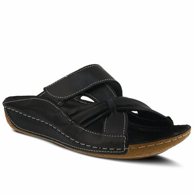 Spring Step Women's Style Gretta Black Euro Size 35 Leather Slide Sandal