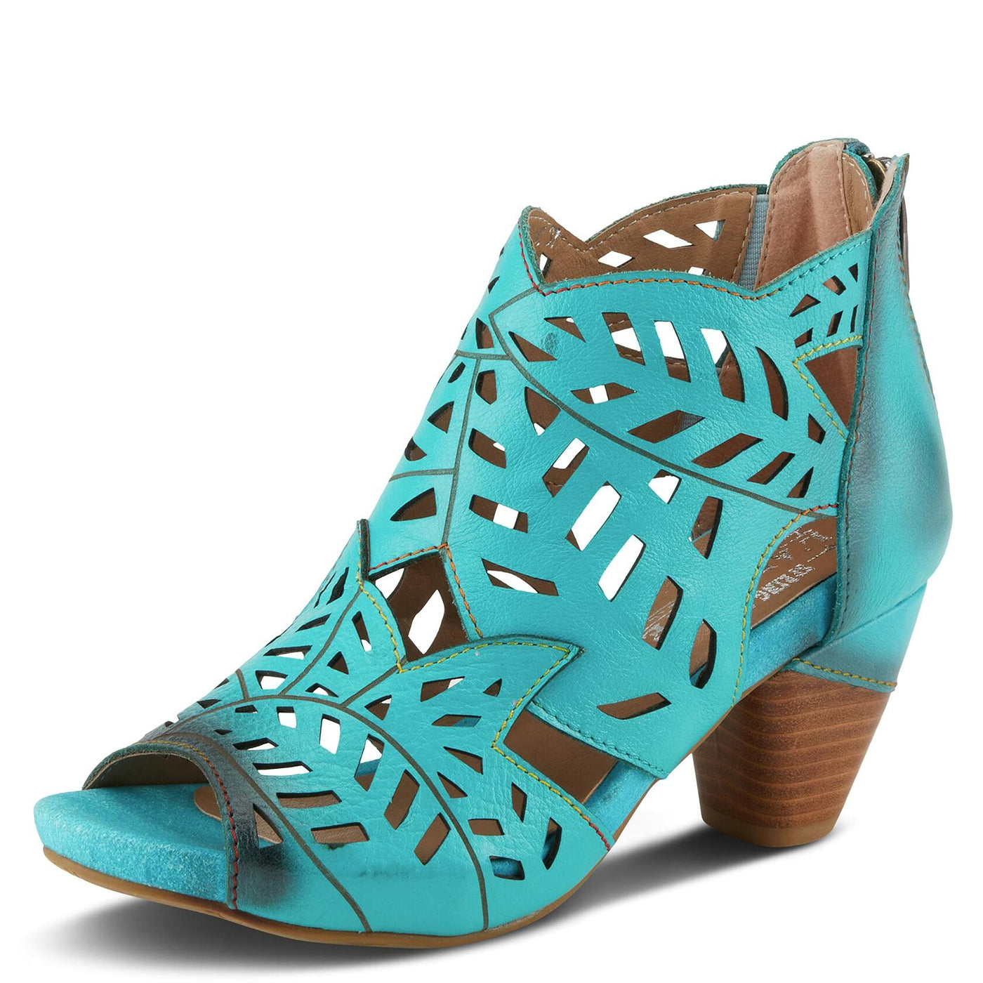 Spring Step L'Artiste Icon Sandals for Women - Ladies Casual Flats Platform Sandal - Hand Painting Summer Shoes for Womens - Turquoise EU 38 / US 7.5-8