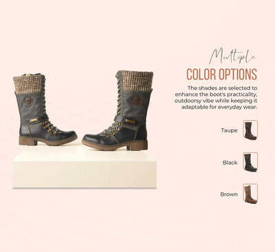 Spring Step Relife Ababi Comfort Hiking Boots Women - Water Resistant Mid Calf Boots for Women - Knitted Vegan Leather 11" Tall Shaft Hiker Boots Brown,42 EU/10.5-11 M US