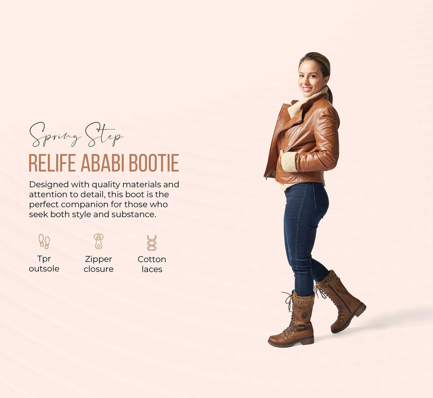 Spring Step Relife Ababi Comfort Hiking Boots Women - Water Resistant Mid Calf Boots for Women - Knitted Vegan Leather 11" Tall Shaft Hiker Boots Brown,42 EU/10.5-11 M US