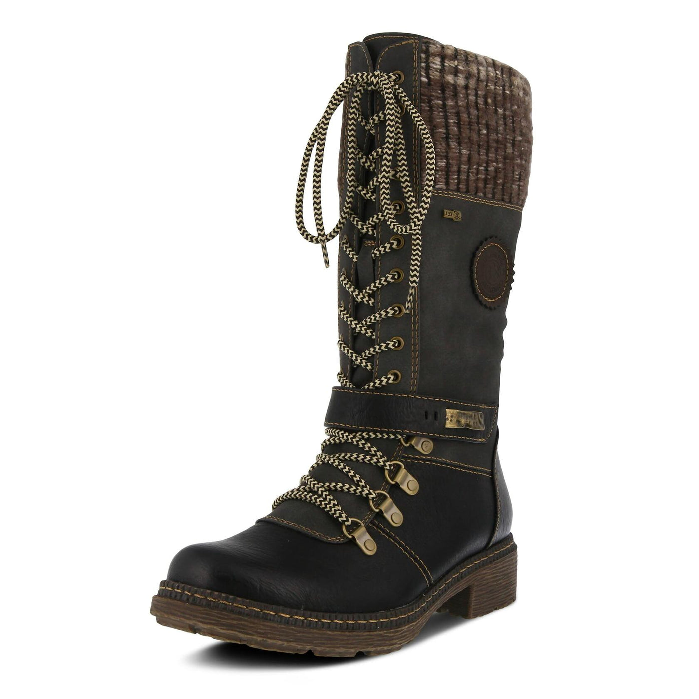 Spring Step Relife Ababi Comfort Hiking Boots Women - Water Resistant Mid Calf Boots for Women - Knitted Vegan Leather 11" Tall Shaft Hiker Boots Brown,42 EU/10.5-11 M US