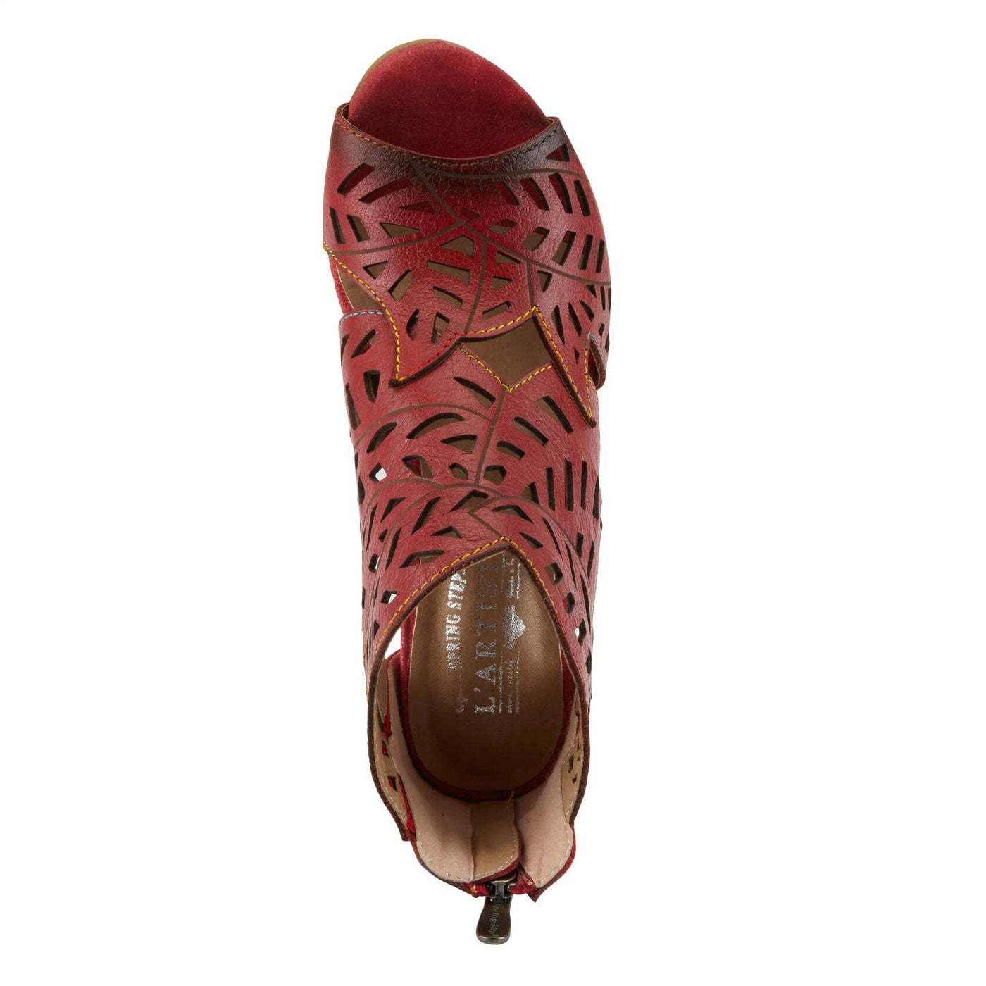 Spring Step L'Artiste Icon Sandals for Women - Ladies Casual Flats Platform Sandal - Hand Painting Summer Shoes for Womens - Red EU 39 / US 8.5