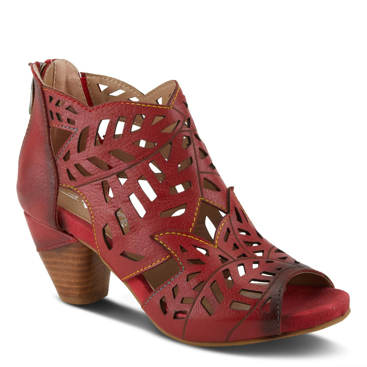 Spring Step L'Artiste Icon Sandals for Women - Ladies Casual Flats Platform Sandal - Hand Painting Summer Shoes for Womens - Red EU 39 / US 8.5