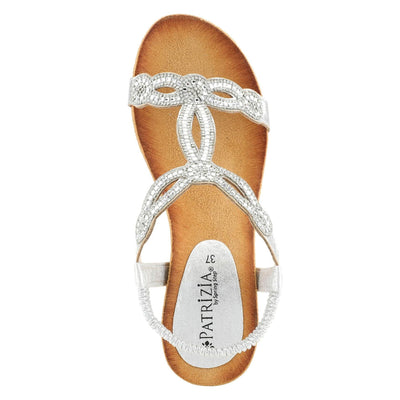 PATRIZIA Women’s Shining Slip-On Wedge Sandals – Crystal Embellished Cut-Out Design ladies slides with Comfy Silky Wrap and Flexible Rubber Sole Silver EU 39 / US 8.5