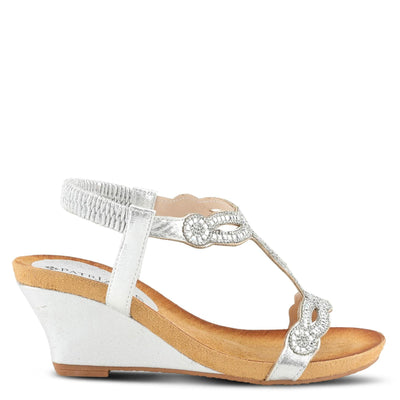 PATRIZIA Women’s Shining Slip-On Wedge Sandals – Crystal Embellished Cut-Out Design ladies slides with Comfy Silky Wrap and Flexible Rubber Sole Silver EU 35 / US 5