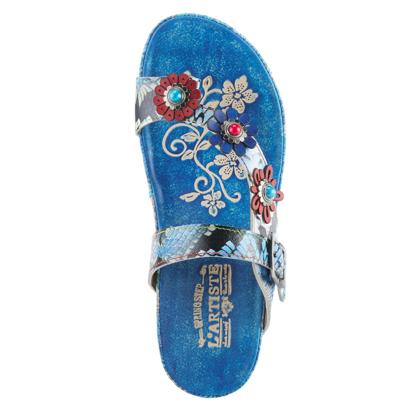 Spring Step L'Artiste Women's Kindness Slide Sandal Blue Multi EU 42 / US 10.5-11