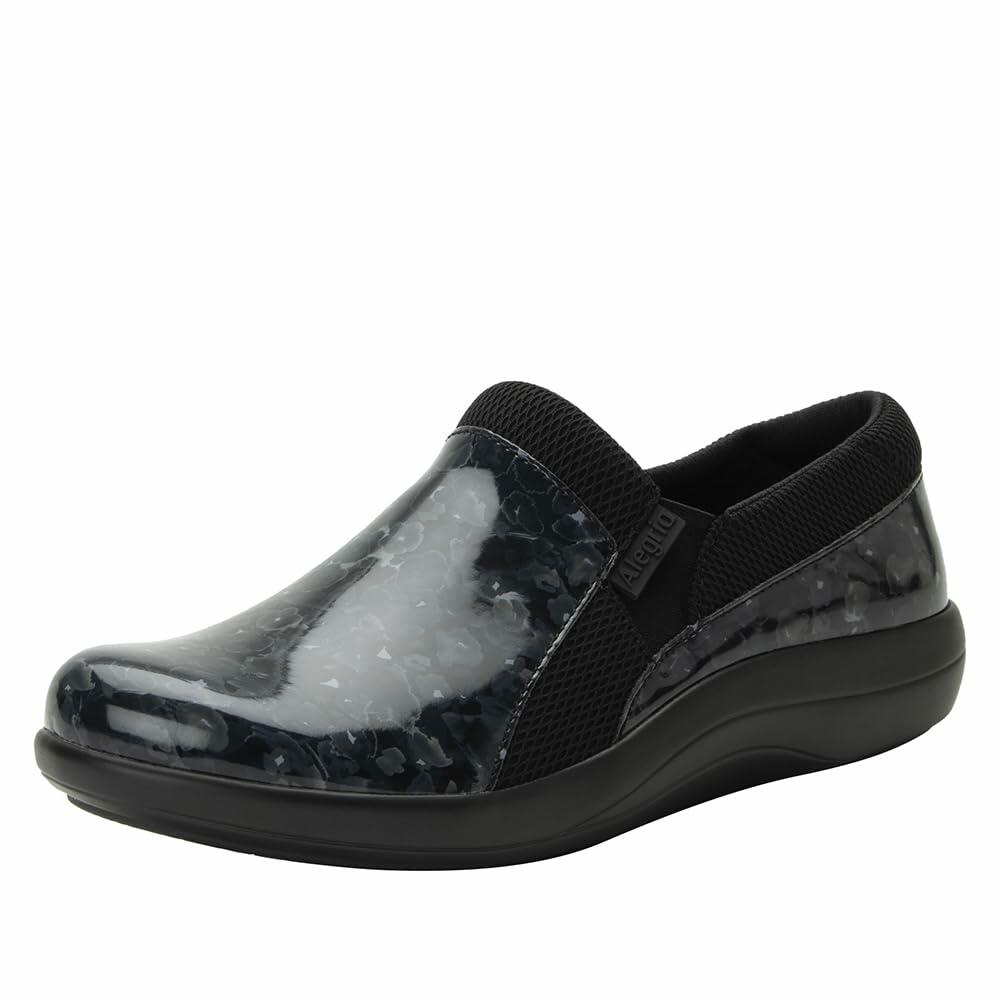 Alegria Duette - Stylish and Supportive Women's Nursing Shoe for All-Day Comfort - Nursing and Healthcare Professionals Poppy Pop Black Comfort Vegan Sporty Slip On Nurses Clog Shoes 7-7.5 M US