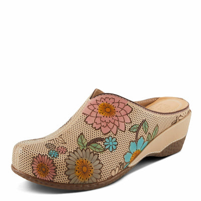 L'Artiste by Spring Step Women's Chienti Clog, Beige Multi, 7.5-8