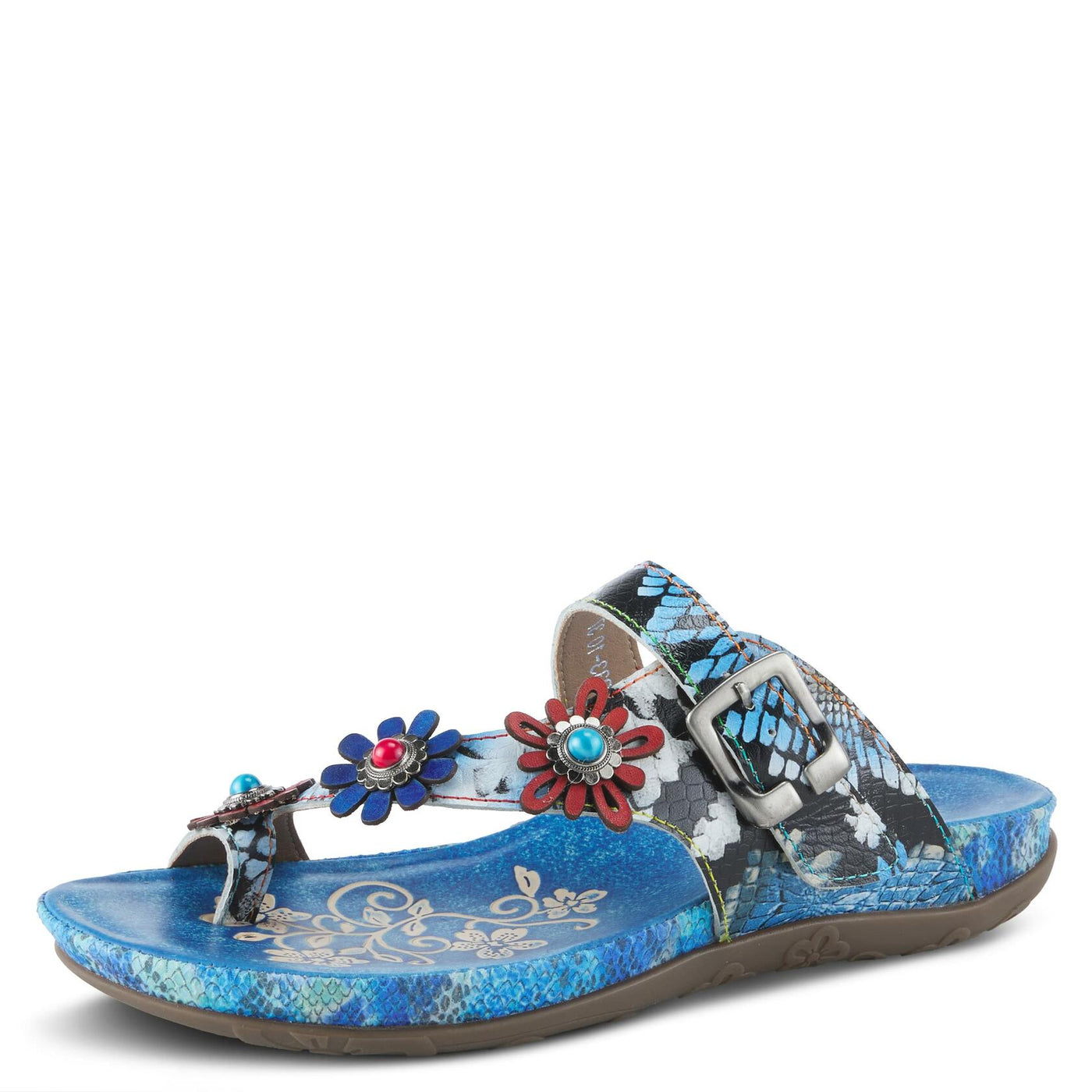 Spring Step L'Artiste Women's Kindness Slide Sandal Blue Multi EU 42 / US 10.5-11