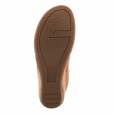 Spring Step L'Artiste Women's CHIENTI Hand-Painted Floral Open Back Sandals Camel Multi EU 36 / US 5.5-6