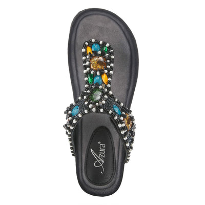 Azura Women's Platypus Slide Sandal, Black Multi, 6.5-7