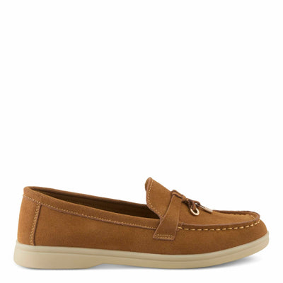 PATRIZIA Women's ISMENE Slip-On Suede Loafers - Almond Toe, Decorative Tassel, Luxurious Comfort TAN EU 39 / US 8.5