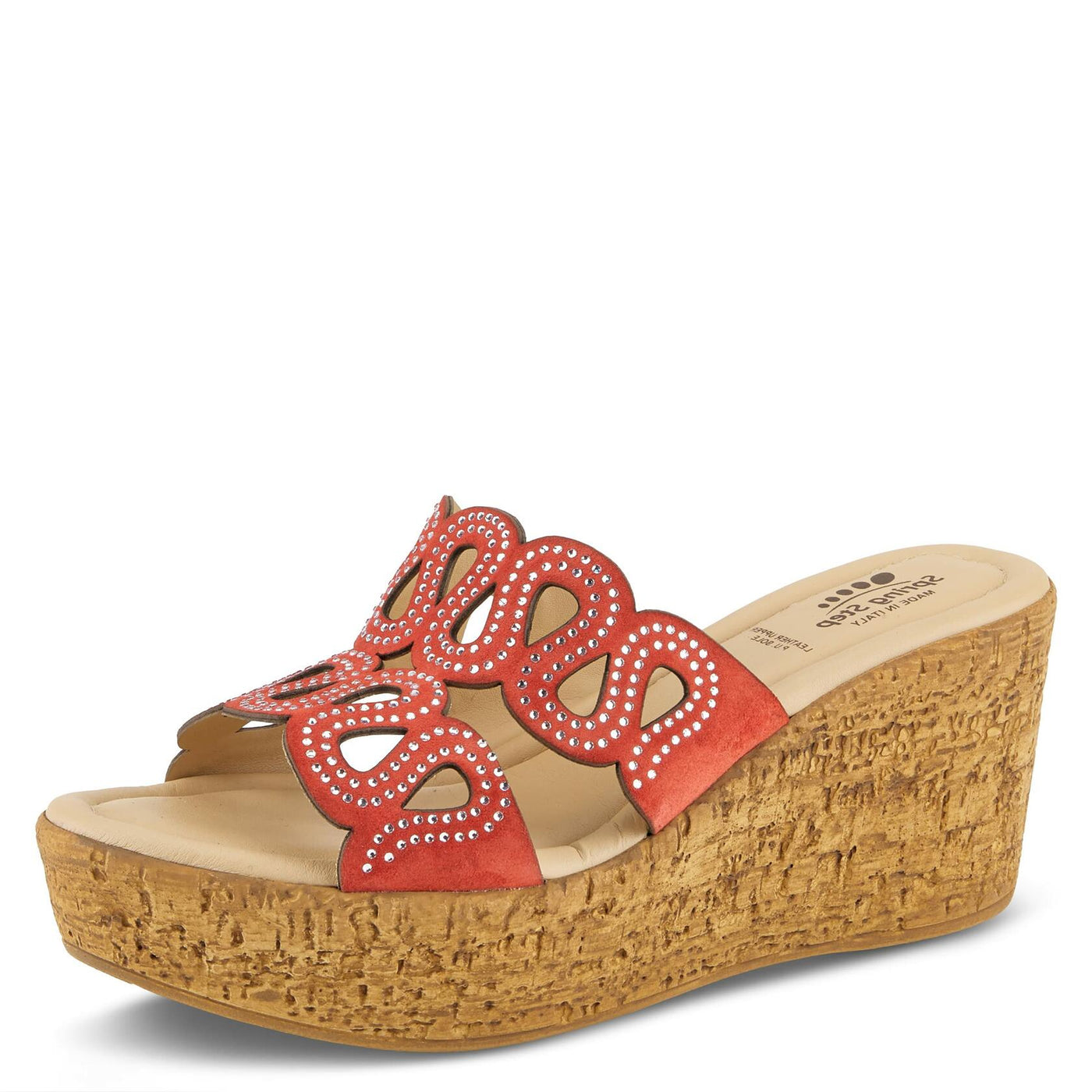 Spring Step Women's Mssteamy Slide Wedge Sandal Red Suede EU 41 / US 9.5-10