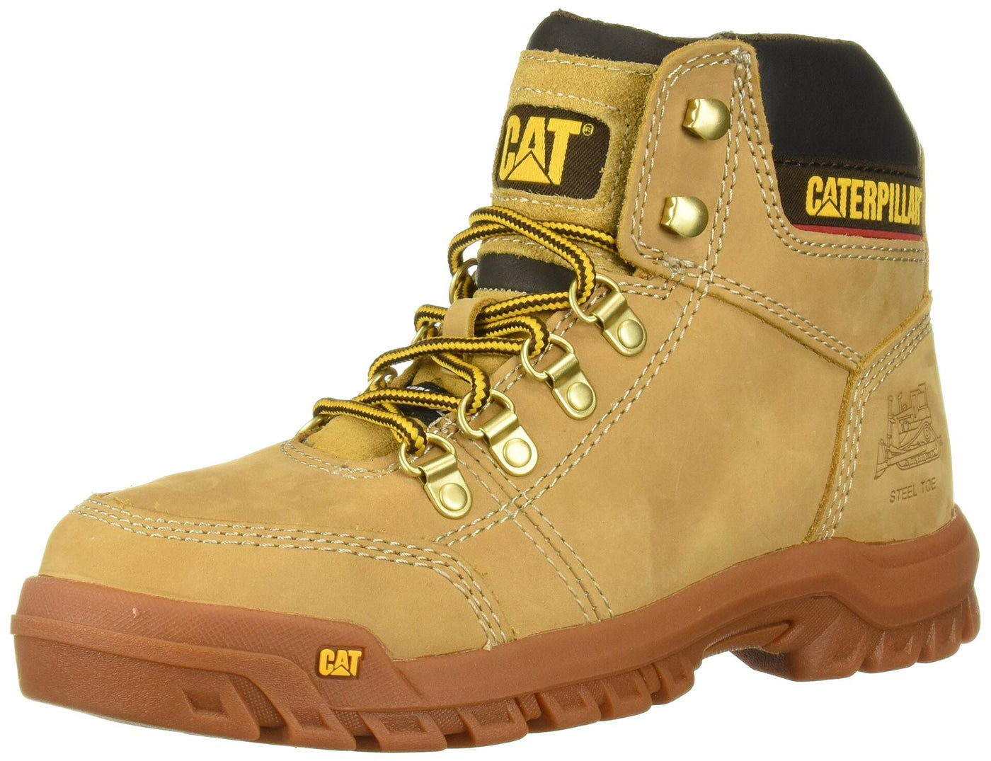 Cat Footwear Men's Outline Steel Toe Work Boot, Honey, 10.5