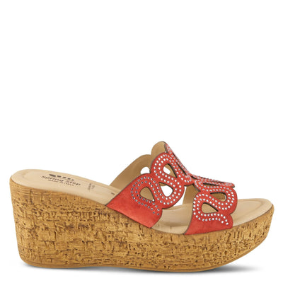 Spring Step Women's Mssteamy Slide Wedge Sandal Red Suede EU 41 / US 9.5-10