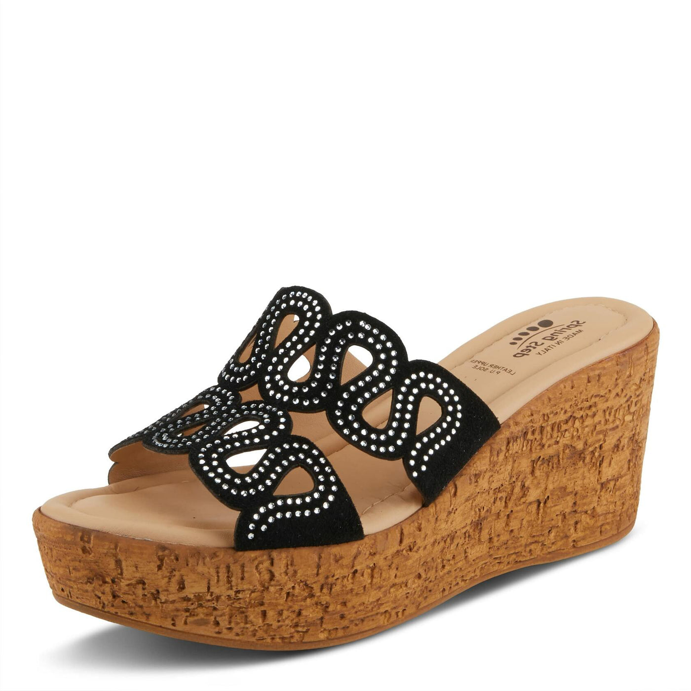 Spring Step Women's Mssteamy Slide Wedge Sandal Black Suede EU 38 / US 7.5-8