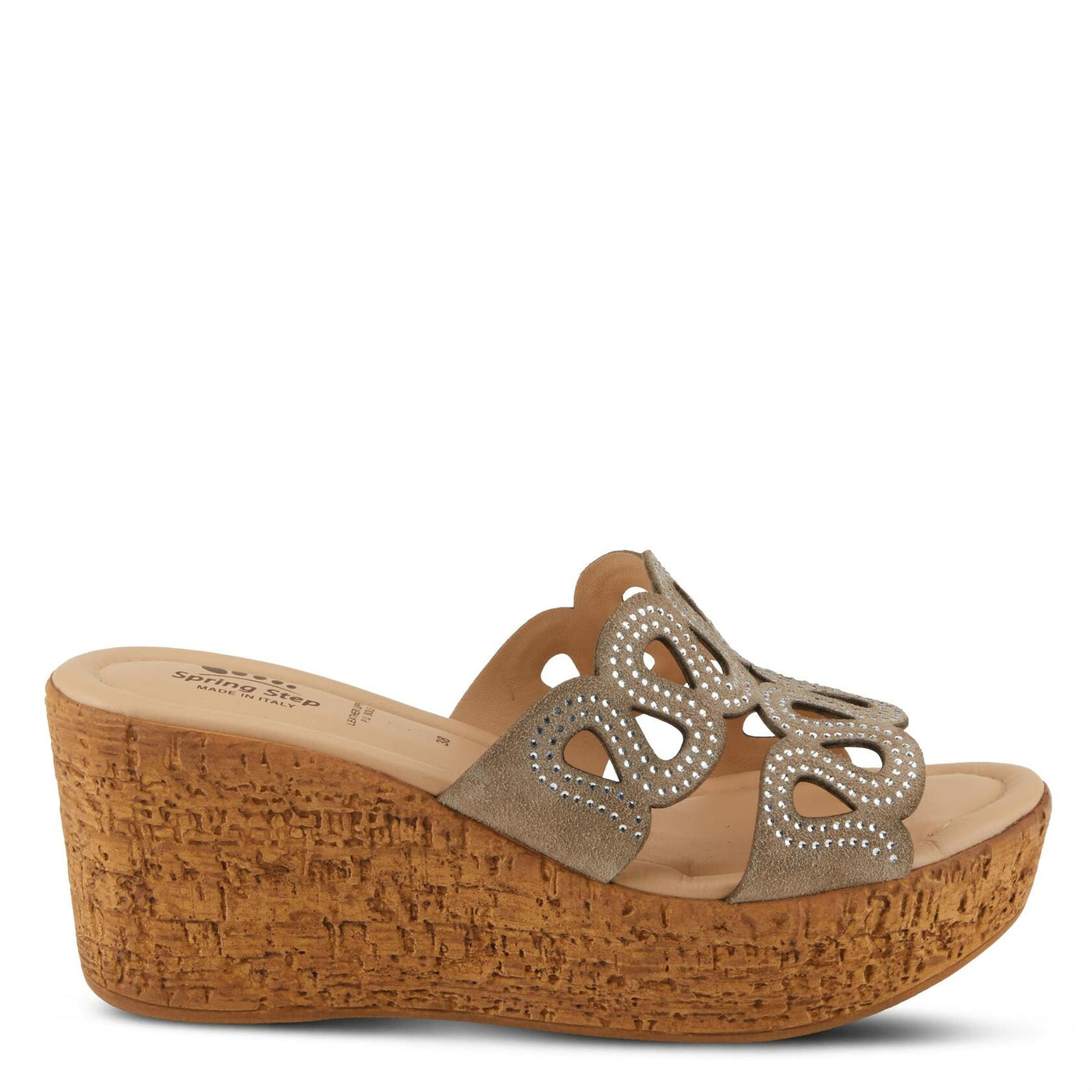 Spring Step Women's Mssteamy Slide Wedge Sandal Beige Suede EU 37 / US 6.5-7