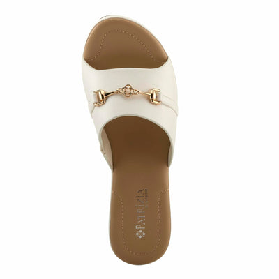 PATRIZIA Women's CORVADIA Slide Heel Sandals - One-Band Design, Gold Bit Detail, Cushioned Footbed